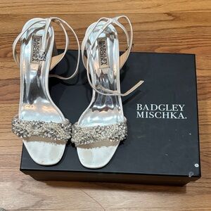 Badgley Mischka Silver Embellished Heels